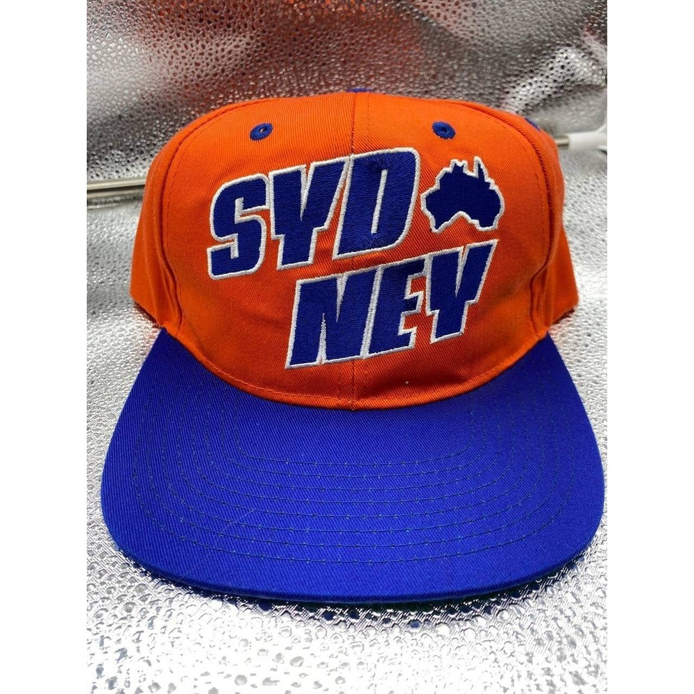 Eclipse Sydney Australia Men OS Orange Blue Snapback Hat Vintage Travel Cap NWOT